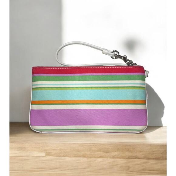 Y2K Coach F10704 Hamptons Stripe Satchel Bag & Large Wristlet - Picture 7 of 16